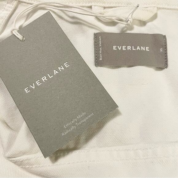 EVERLANE The Denim Jacket in Bone Cream White Pockets Button Front Size XS NEW - Picture 8 of 10